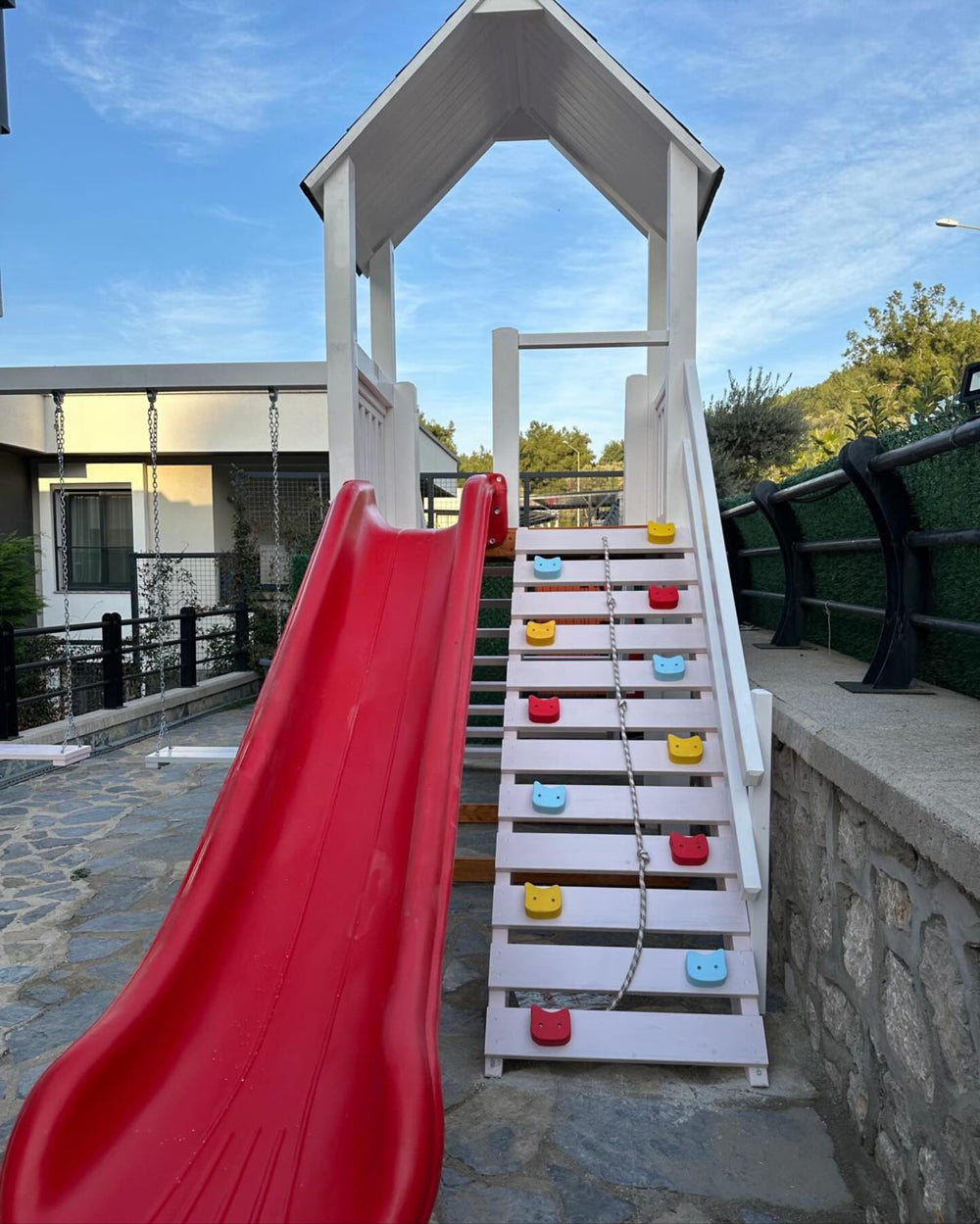 No 11 - The Rooftop Retreat Playset – Open-Air Tower with Dual Swings & Slide | 6x6 ft Platform | Modern Design | Perfect for Patios & Rooftops