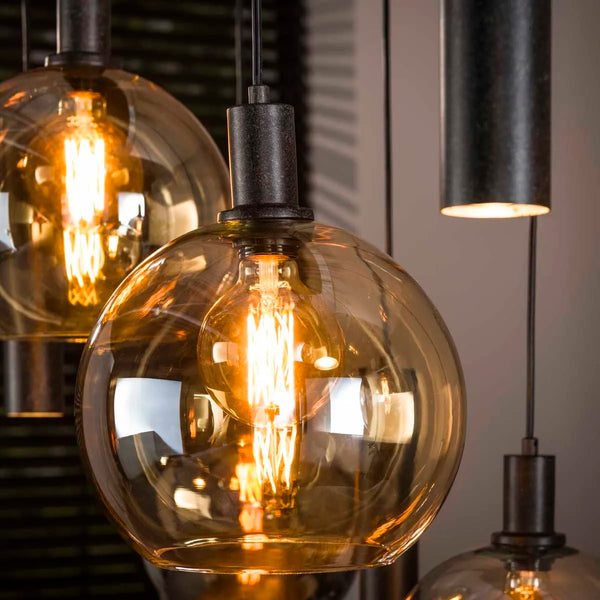 Tessio Suspension 9 Lampes en Verre Multicolore