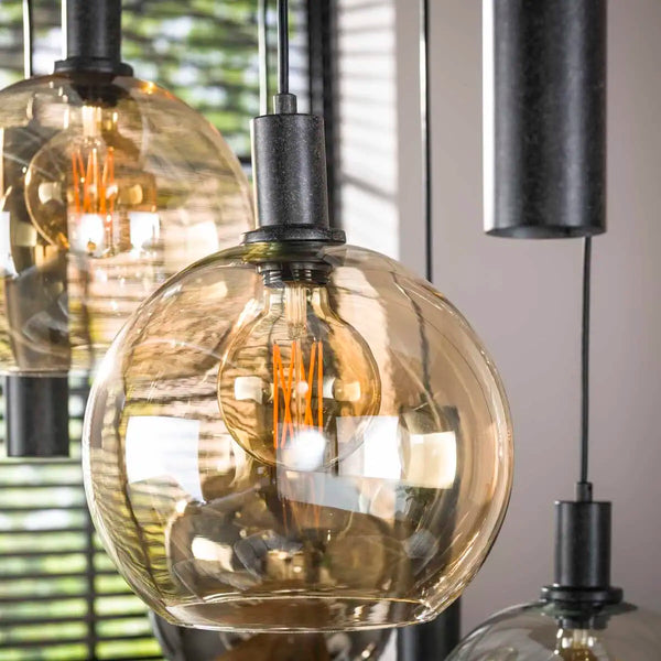 Tessio Suspension 9 Lampes en Verre Multicolore