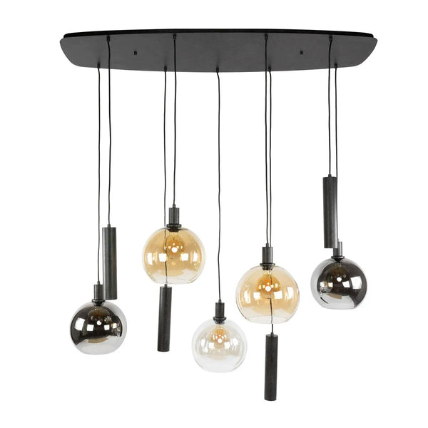 Tessio Suspension 9 Lampes en Verre Multicolore