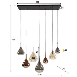Velura Suspension industrielle à 7 lampes