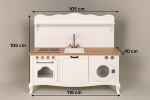 No 3 -  Soft Coloured Wooden Play Kitchen for Kids (Ages 2–6) | Safe Montessori-Inspired Pretend Toy | Eco-Friendly