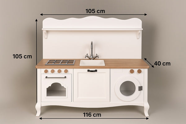 No 3 -  Soft Coloured Wooden Play Kitchen for Kids (Ages 2–6) | Safe Montessori-Inspired Pretend Toy | Eco-Friendly