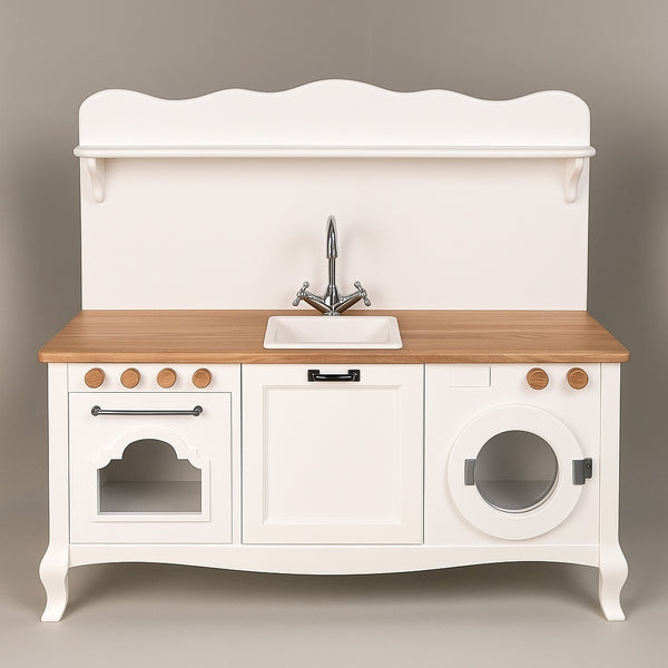 No 3 -  Soft Coloured Wooden Play Kitchen for Kids (Ages 2–6) | Safe Montessori-Inspired Pretend Toy | Eco-Friendly