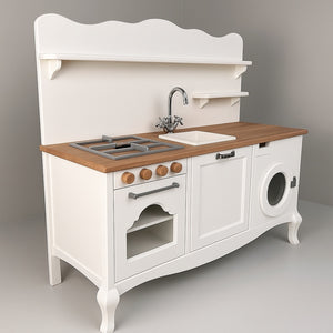 No 3 -  Soft Coloured Wooden Play Kitchen for Kids (Ages 2–6) | Safe Montessori-Inspired Pretend Toy | Eco-Friendly