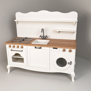 No 3 -  Soft Coloured Wooden Play Kitchen for Kids (Ages 2–6) | Safe Montessori-Inspired Pretend Toy | Eco-Friendly