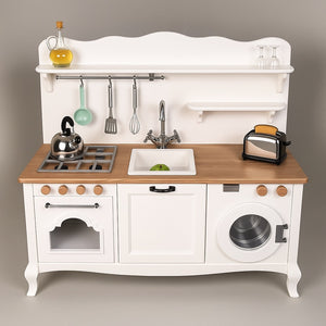 No 3 -  Soft Coloured Wooden Play Kitchen for Kids (Ages 2–6) | Safe Montessori-Inspired Pretend Toy | Eco-Friendly