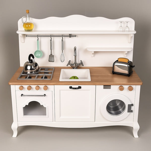 No 3 -  Soft Coloured Wooden Play Kitchen for Kids (Ages 2–6) | Safe Montessori-Inspired Pretend Toy | Eco-Friendly