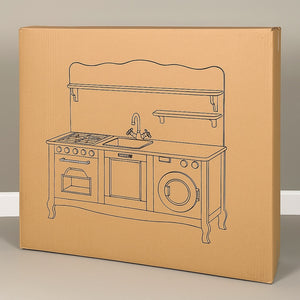 No 3 -  Soft Coloured Wooden Play Kitchen for Kids (Ages 2–6) | Safe Montessori-Inspired Pretend Toy | Eco-Friendly