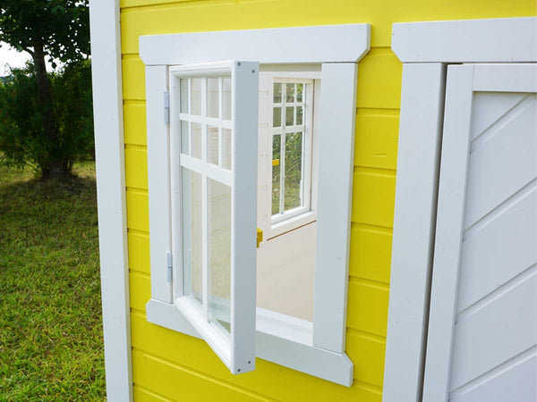 No 12 - Large Wooden Kids Playhouse with Loft, Terrace & Furniture – Painted Solid Wood House | Custom Roof | Outdoor Garden Playhouse